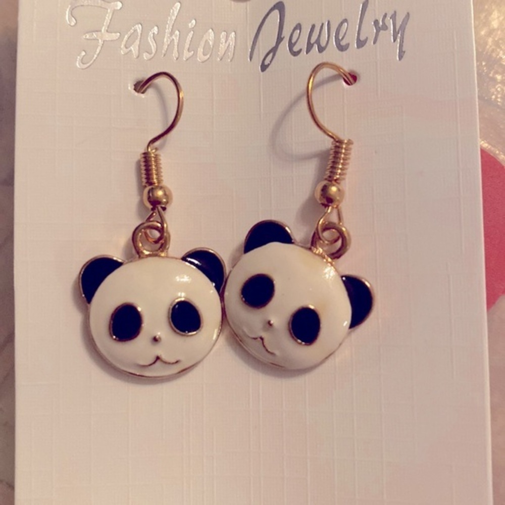 Panda bear dangle earrings